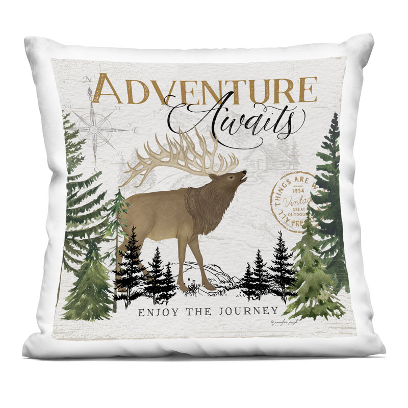 Coussin décoratif Adventure Awaits Ivory Pines, par Jennifer Pugh