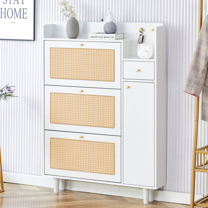 Modern Minimalist Storage Cabinet, Japanese Rattan Shoe Cabinet, Bed Top Cabinet, Small Home Furniture. Suitable For Corridors And Living Rooms