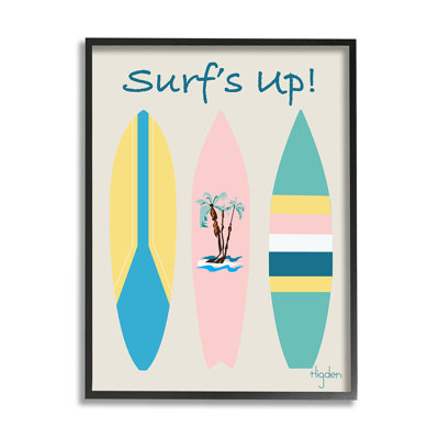«Surf's up Expression Pastel Palm Tree Surfboard» par Mark Higden - impression d'art graphique