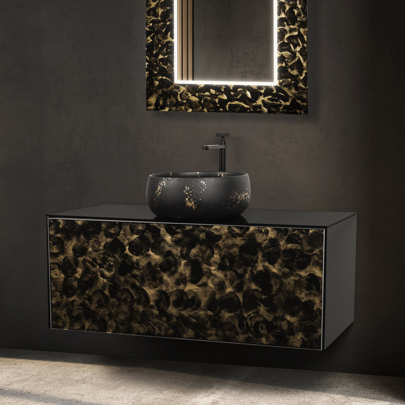 Single Vanity, Black/Gold, 48"