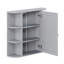 Armoire de rangement murale de salle de bain avec miroir, armoire à pharmacie avec tablette en bois réglable et portes, armoires de rangement montées avec 6 tablettes ouvertes, gris
