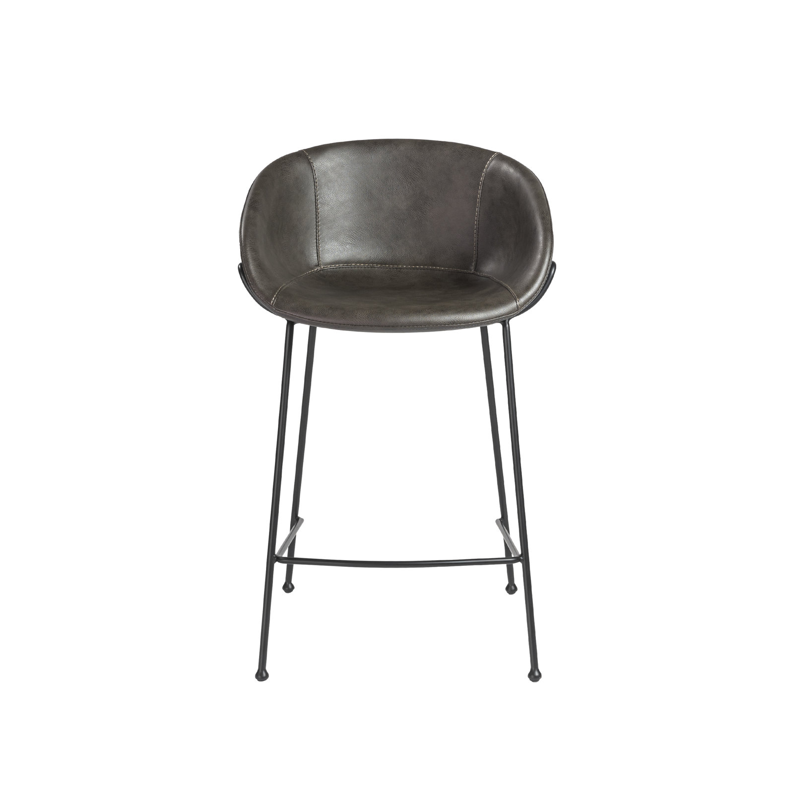 Ardea 30" Bar Stool, Counter Stool (25.6" Seat Height), Vintage Dark Gray Faux Leather