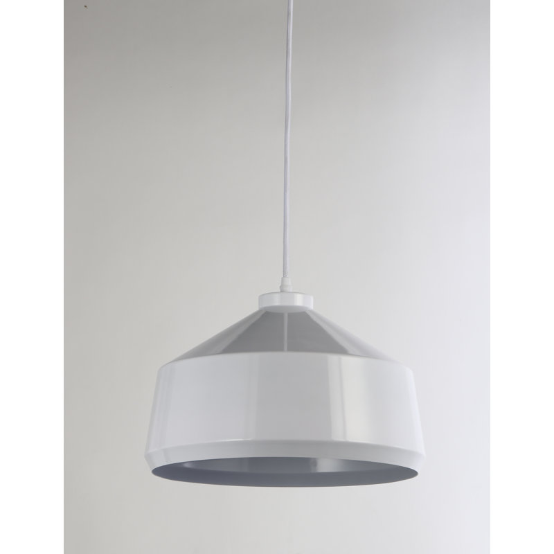 Luminaire suspendu conique 1 lumière Brantner, blanc