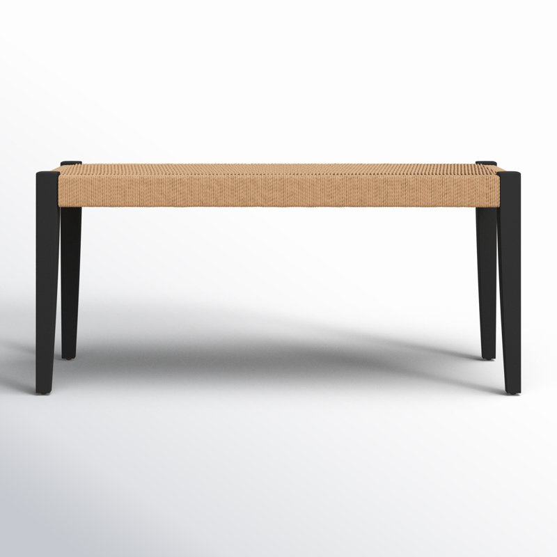 Banc en bois massif Aniek, Brun clair et noir