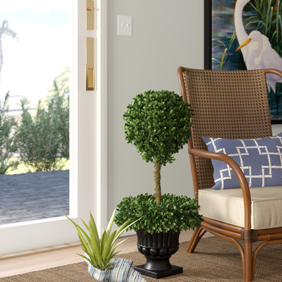 33'' Faux Boxwood Topiary in Stone Urn