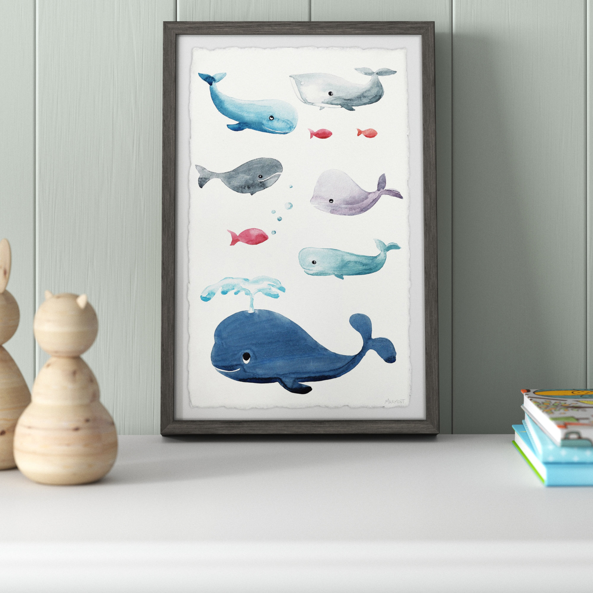 whale framed art