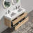 Grace 48'' Bathroom Vanity With Oak Engineered Quartz Sink And Soft Black Drawers, Wall Mounted Floating Bathroom Vanity For Modern Bathroom, Without Drainage And Faucet, KD-217292989-217292987-217292990