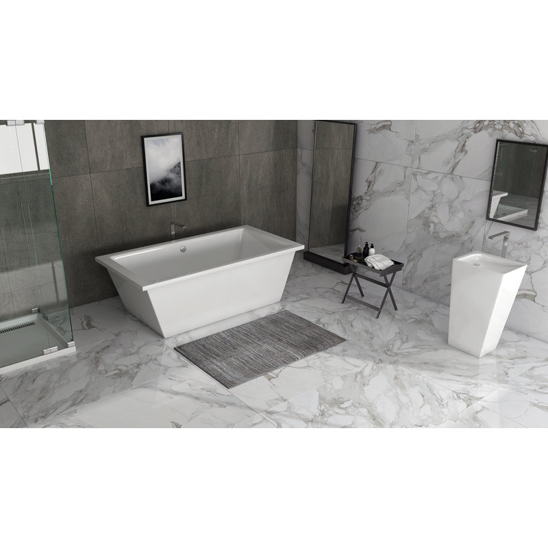 Rincon 66" x 36" Freestanding Soaking Acrylic Bathtub, Biscuit