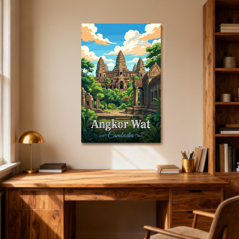 «Scenic & Cityscapes Angkor Wat Temple Landscape», reproduction d'art, H 18 po x l 12 po