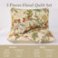Ensemble de courtepointe 3 pièces Botanical Floral - couvre-lit toutes saisons en microfibre douce et légère-122517519-122517521