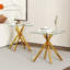 Ensemble de table de salon en verre trempé 3 pièces avec table basse de 39,3 po, doré-1167848229
