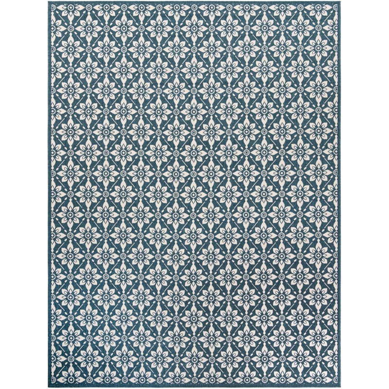 Tapis d'extérieur noir / bleu Aucun, Rectangle 9 pi x 12 pi