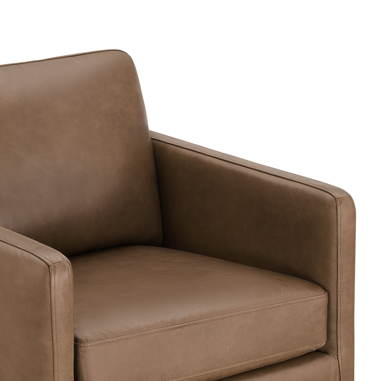 Bobbi Genuine Leather Swivel Armchair, Marseille Camel Genuine Leather