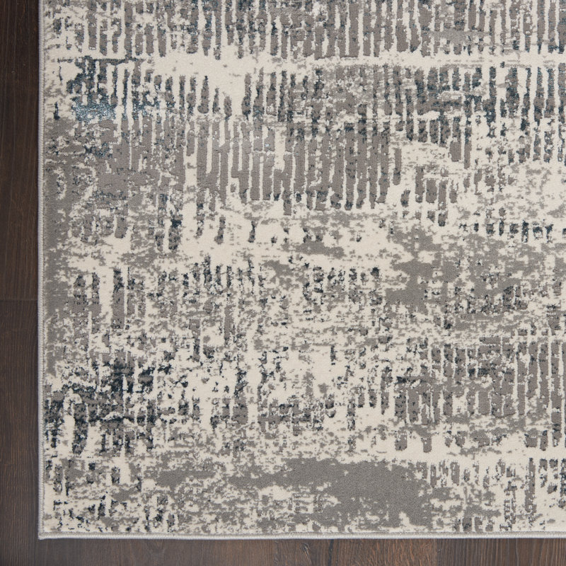 Uptown Abstract Area Rug in Gray, Rectangle 4' x 6'