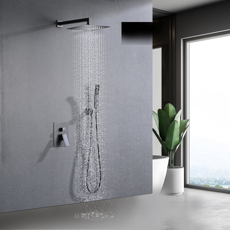 Shower System Shower Faucet Combo Set Wall Mounted With 10" Rainfall Shower Head And Handheld Shower Faucet