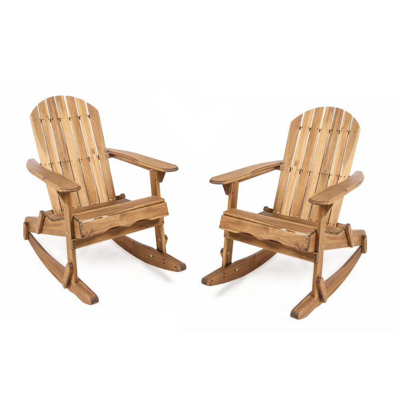 Crossen Acacia Outdoor Adirondack Set, Natural Stained