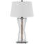 Lampe de table avec lumière DEL, abat-jour blanc, base en verre de sablier de 31 pouces