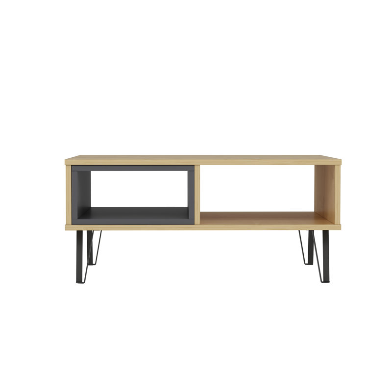 Medota 4 Legs Coffee Table with Storage, Oak/Black