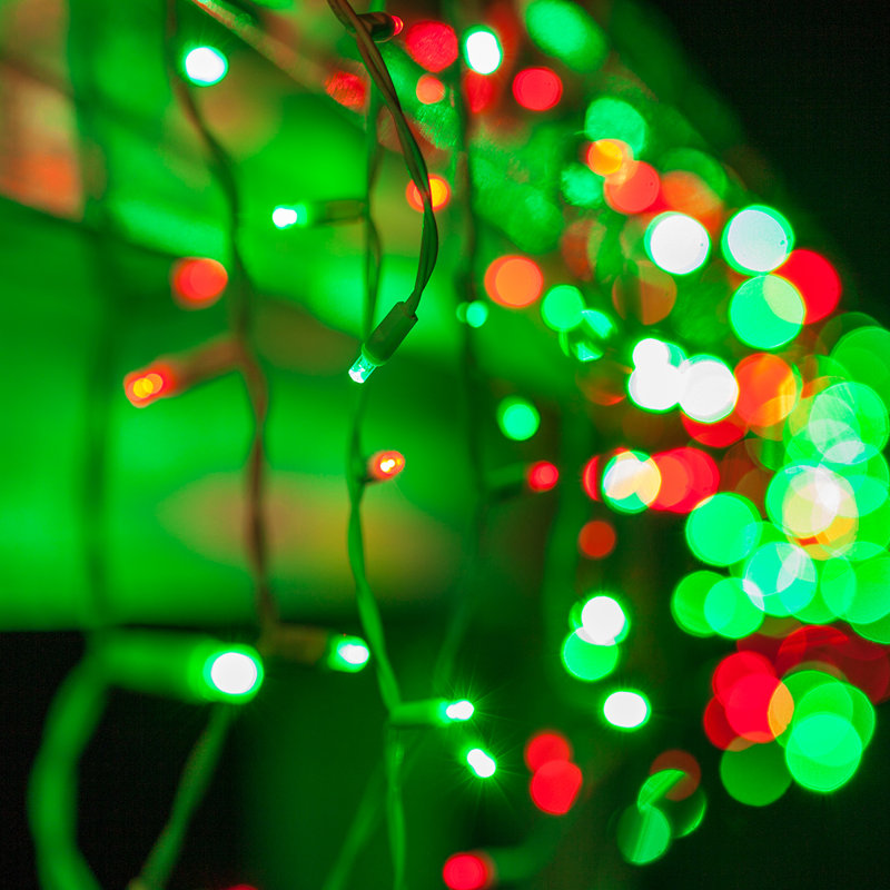 LED Icicle Lights, Red/Green