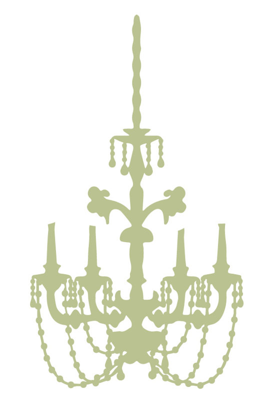 Décalcomanie murale lustre baroque, H 48 po x l 27 po x P 0,01 po, Céladon