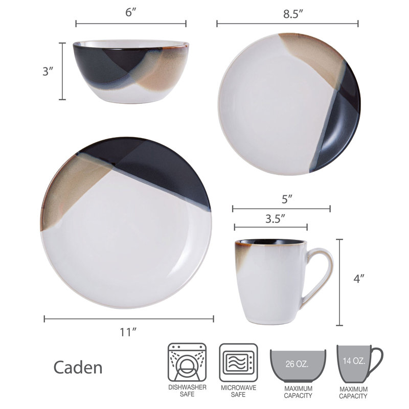 Service de table 16 pièces Gourmet Basics par Mikasa Caden, service pour 4