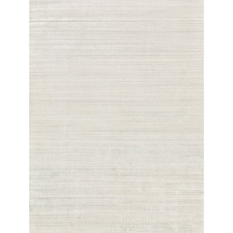 Ambrose Handmade Wool/Bamboo Silk, Area Rug, Rectangle 14' x 18', Ivory/Gray