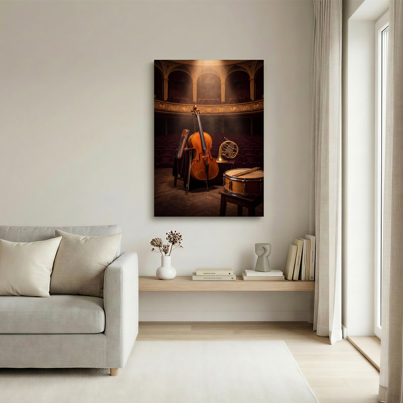 Art mural sur toile Cello and French Horn in Empty, H 40 po x l 28 po
