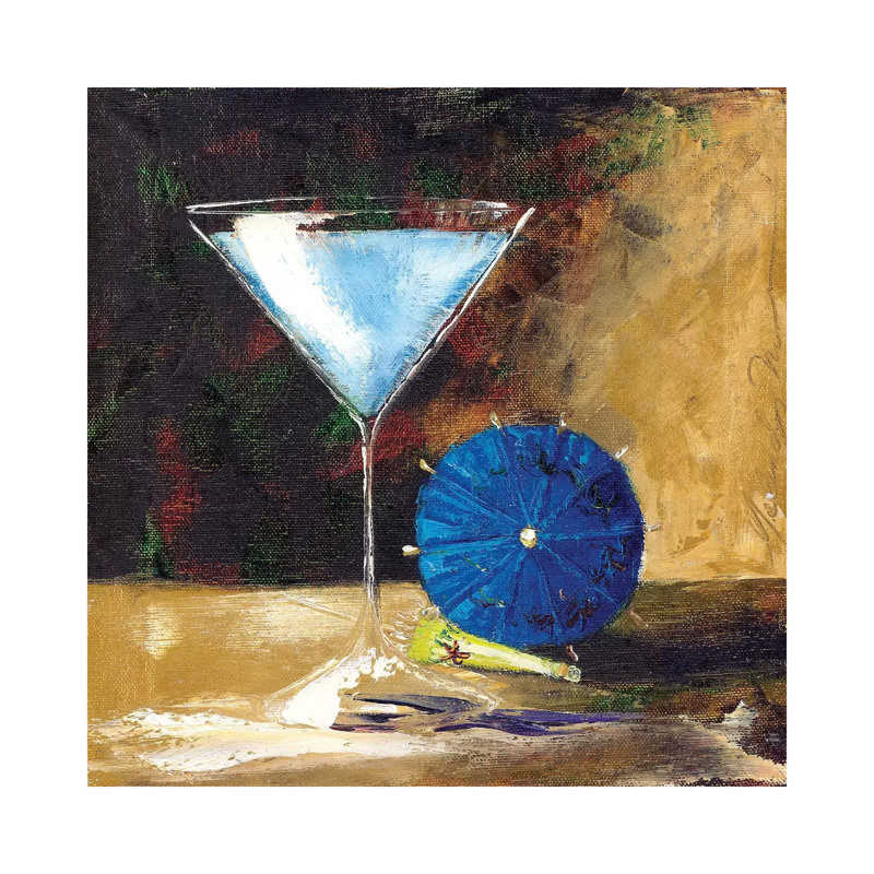 «Blue Martini» par Malenda Trick - peinture sur toile tendue, H 12 po x l 12 po x P 0,75 po