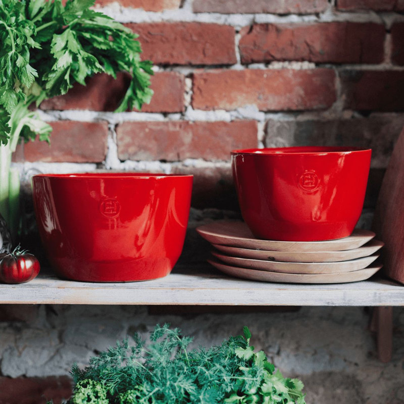 Burgundy Ceramic Salad Bowl, 5.5" H x 8.75" W x 8.75" D