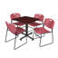 Table de salle de repos carrée Nicklas, 4 chaises empilables Zeng-32668251-32668247