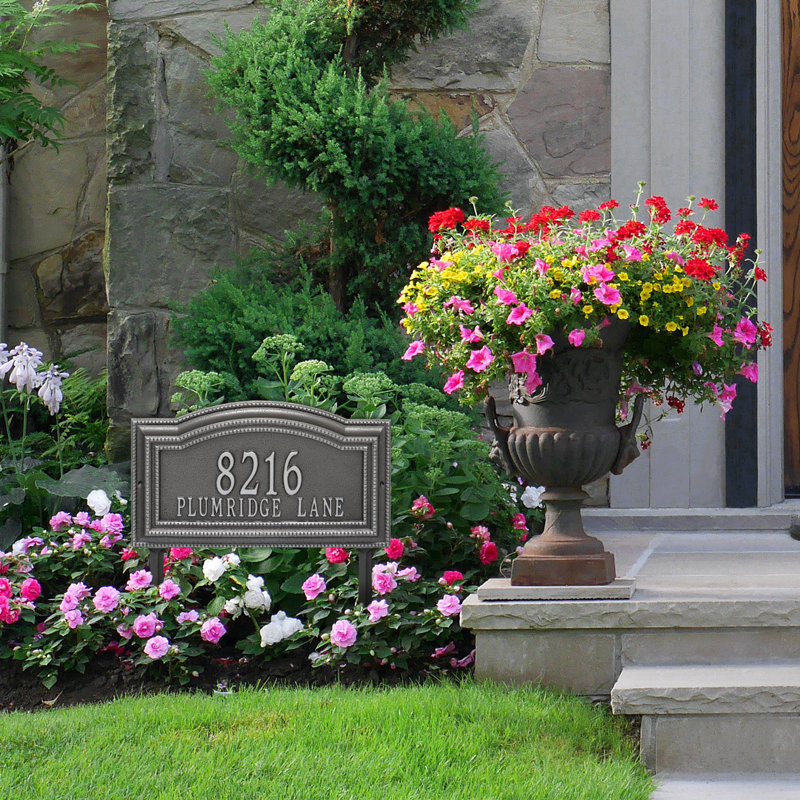 Signature Series 2-Line Lawn Address Sign, Gray, Smoke Gray, Yes