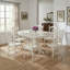 Ensemble de cuisine ovale 7 pièces en bois d'hévéa asiatique blanc lin, rallonge papillon et 6 chaises