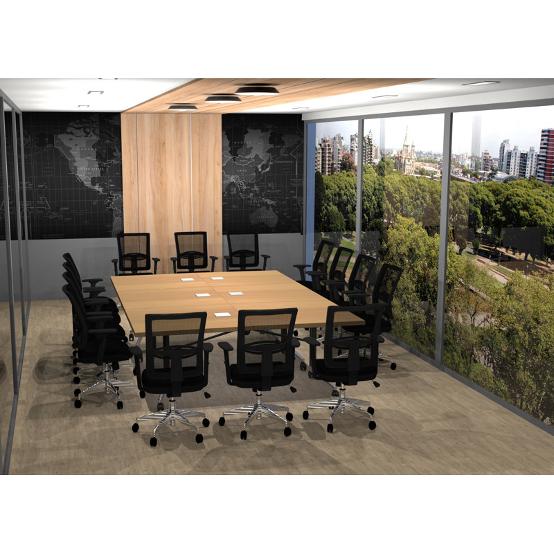 Rectangle 14 Person Flip Top 72'' L Modular Training Table and Chair Set with Casters and Modesty Panel and Cable Management