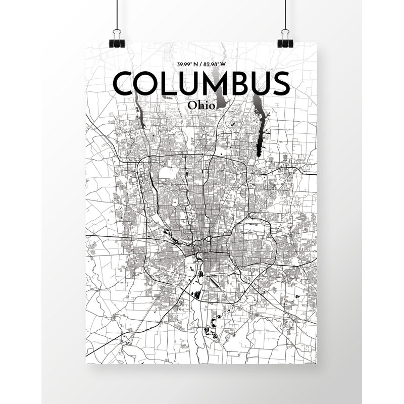 Columbus - Unframed Graphic Art Print on Paper, 50.8cm H x 40.6cm W x 0.13cm D, Grey