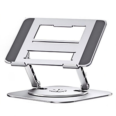Support d'ordinateur réglable avec base pivotante à 360 °, support pour ordinateur portable ergonomique pliable, argent