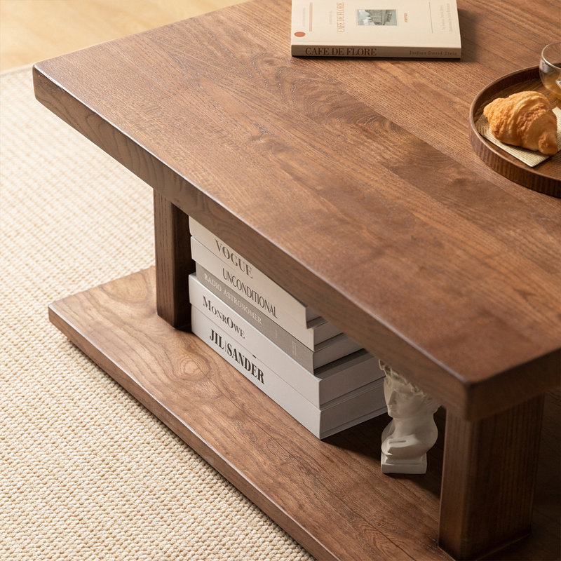 Simple modern coffee table, 14.96" H x 35.43" L x 35.43" W, Brown