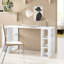Simone Modern Desk with Built-in Bookcase – Stylish Workspace Desk with 6 Open Shelves-94592015-31865011