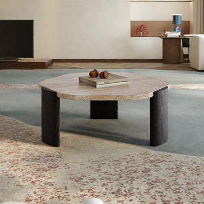 Simple cave stone solid wood coffee table