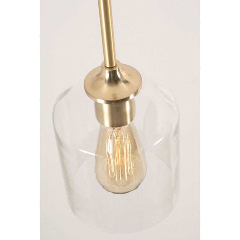 3 - Light Kitchen Island Pendant, Satin Brass