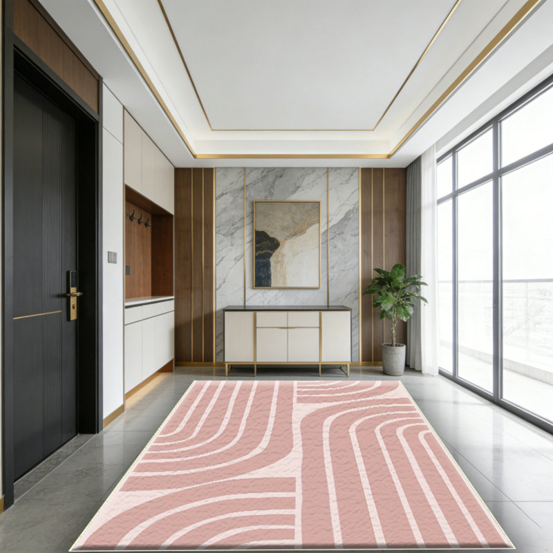 Abstract Washable Rugs 5x7, Soft Pink Rugs for Living Room Bedroom Girls, Ultra-Thin Non-Shedding Modern Throw Large Carpet for Dining Room Office(5'x7',Pink)