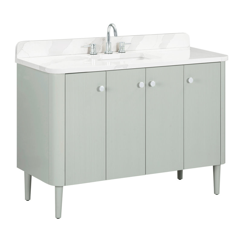 Haley 48 in. Single Sink Bathroom Vanity in Soft Sage with Top, Calacatta Quartz