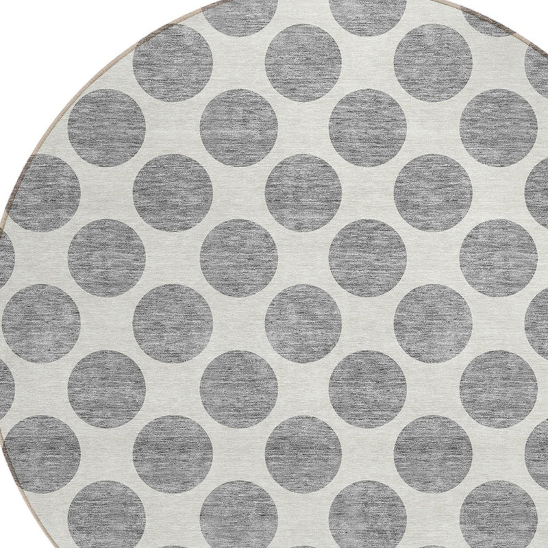Tapis rond lavable à pois 8 po