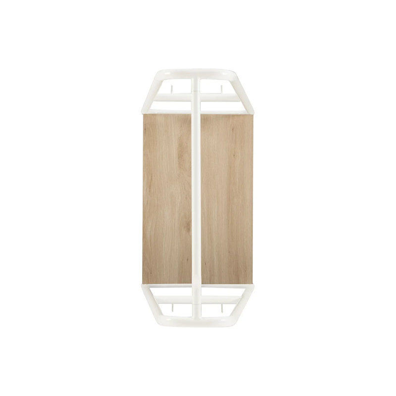 Metal Clothing Rack Tall  With Wooden Shelf Pewter, White