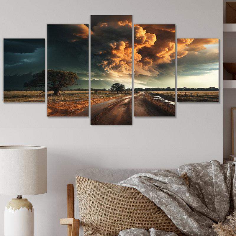 Tempête chaos et - art mural sur toile paysages - 5 panneaux