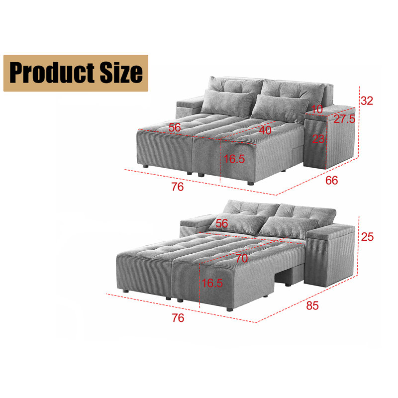 Traeden 111'' Corduroy Sofa, Green