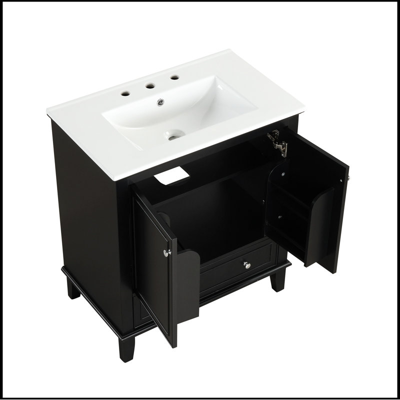 Meuble-lavabo multifonctionnel avec portes et tiroir 30 po