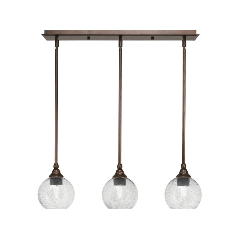 Luminaire suspendu linéaire 3 lumières, Bronze, H 7 po x l 25,75 po x P 5,75 po, Fumée