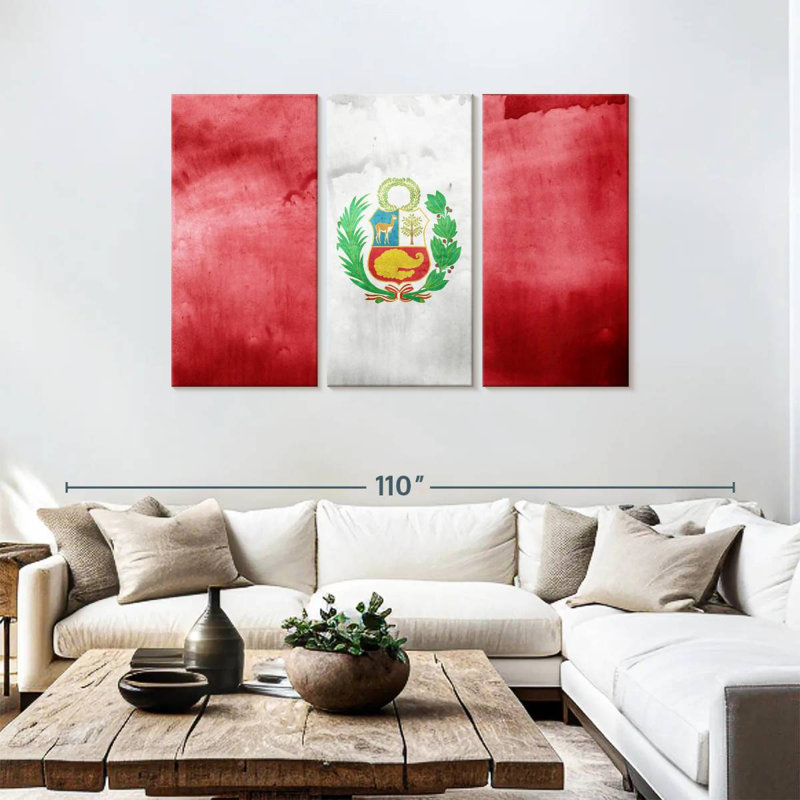 Drapeau délavé du Pérou, H 48 po x l 74 po