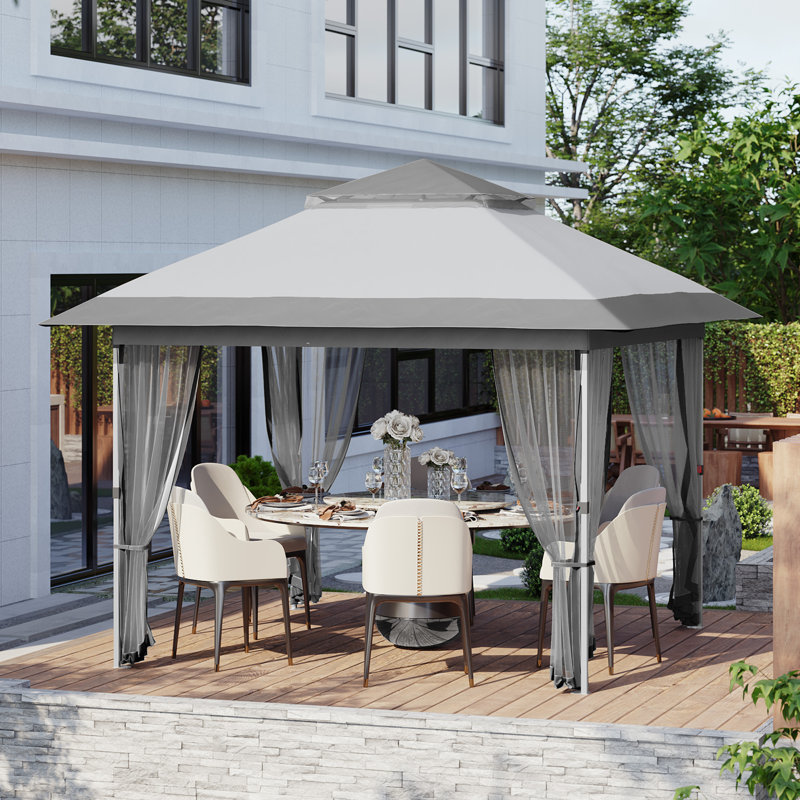 10X10 ft Instant Pop-Up Gazebo - Modern Waterproof Canopy Tent with Mosquito Netting & Sidewalls, Gray