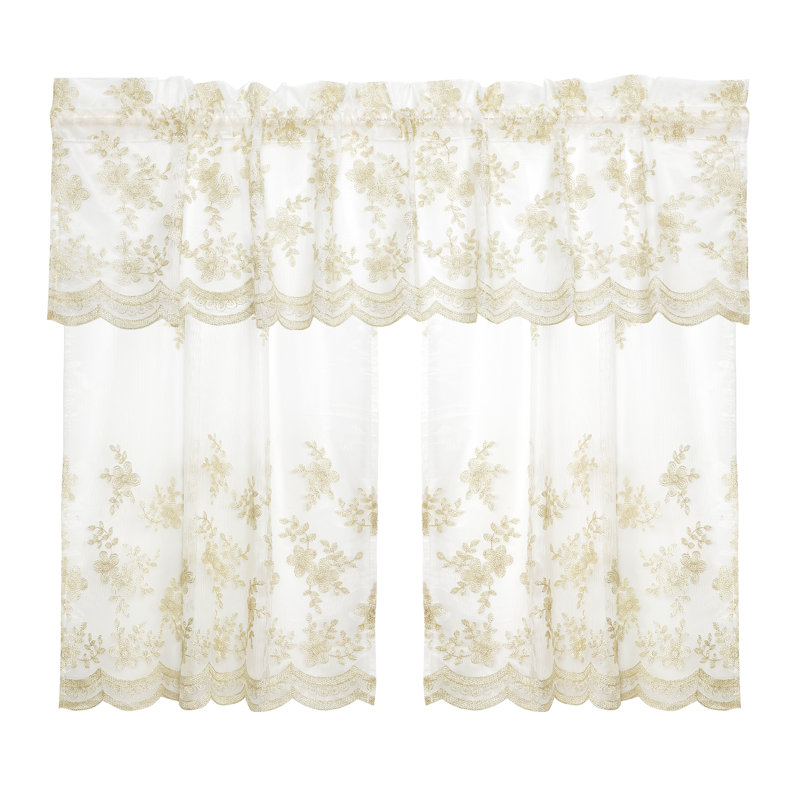 Scribner Floral Swag Kitchen Curtain, Gold